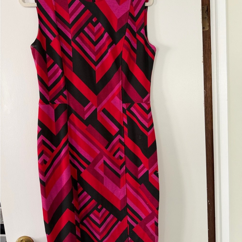 Calvin Klein Vibrant Pink and Black Midi Dress